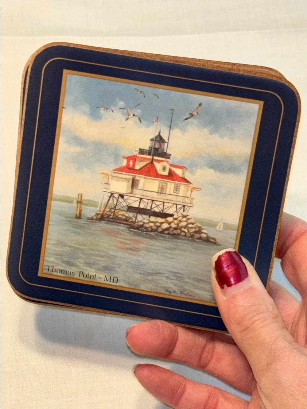 Vintage Pimpernel Lighthouse Coasters Set of 4 Cork Back Made in England